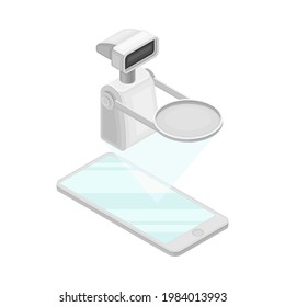 Programmable Robot and Smartphone as Robotic Technology and Electronic Equipment with Artificial Intelligence Isometric Vector Illustration
