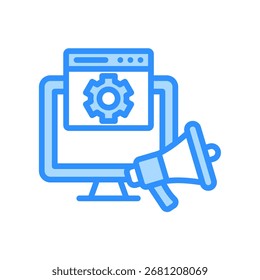 Programmatic Advertising Icon Blue Color Vector Illustration