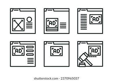 Programmatic Advertising Service Icons Set Vector. 