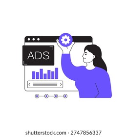 programmatic advertising vector illustration with a girl