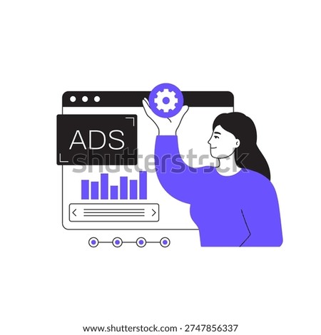 programmatic advertising vector illustration with a girl