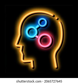 programmed brain neon light sign vector. Glowing bright icon programmed brain sign. transparent symbol illustration