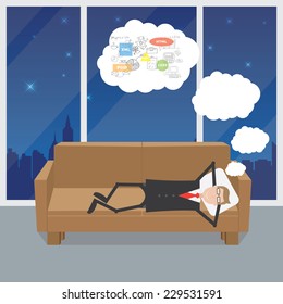 Programmer asleep and thinking