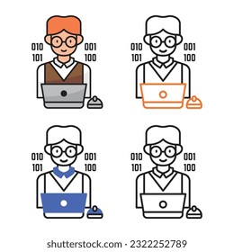 Programmer avatar icon design in four variation color