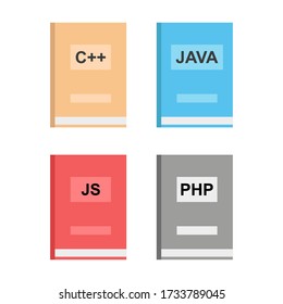 Programmer books. Vector illustration in flat design