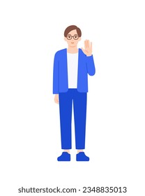 Programmer in casual attire. Illustration of a man wearing glasses.