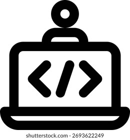 Programmer, Coder, Computer Outline Icon