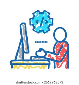 programmer coding and development doodle icon sketch vector. programmer coding and development sign. isolated symbol illustration