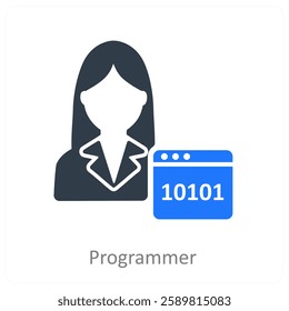 Programmer and coding icon concept