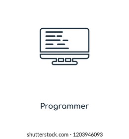 Programmer concept line icon. Linear Programmer concept outline symbol design. This simple element illustration can be used for web and mobile UI/UX.