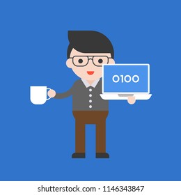 programmer, cute character professional set, flat design