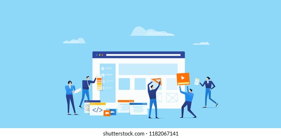 programmer and design team develop for web application with business team working concept
