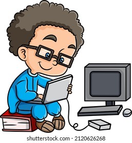 The programmer is doing the coding in the laptop of illustration