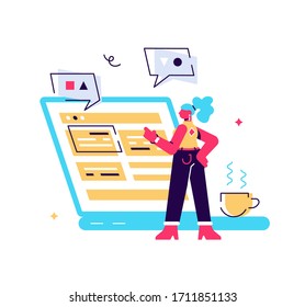 Programmer and engineering development illustration. A developer of project team of engineers for website coding. Software programming, web agency, professional employee at laptop. Isometric vector.
