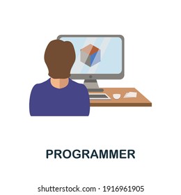 Programmer flat icon. Color simple element from freelance collection. Creative Programmer icon for web design, templates, infographics and more