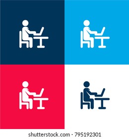Programmer four color material and minimal icon logo set in red and blue