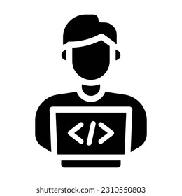 programmer glyph icon illustration vector graphic