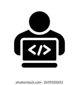 programmer glyph icon illustration vector graphic. Simple element illustration vector graphic, suitable for app, websites, and presentations isolated on white background