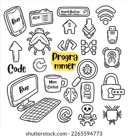 Programmer Hand Drawn Icon, Programmer Doodle
