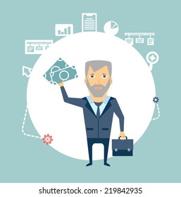 programmer holding money illustration