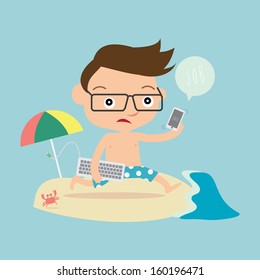 programmer in holiday job  
