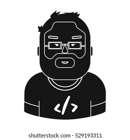 Programmer icon in black style isolated on white background. People of different profession symbol stock vector illustration.