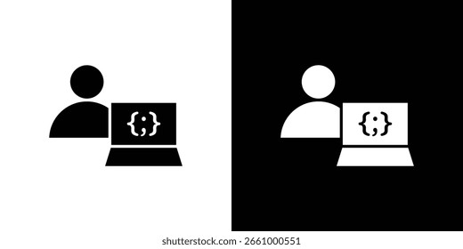 Ícone do programador. pacote de ícones de linha preto e branco.