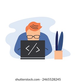 Ilustración vectorial aislada del logotipo del avatar del Clipart del icono del programador