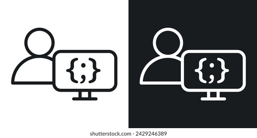 Programmer Icon Designed in a Line Style on White Background.