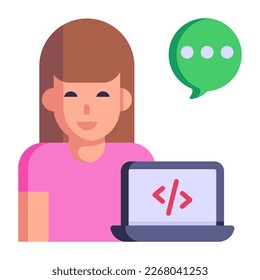 A programmer icon in flat design 