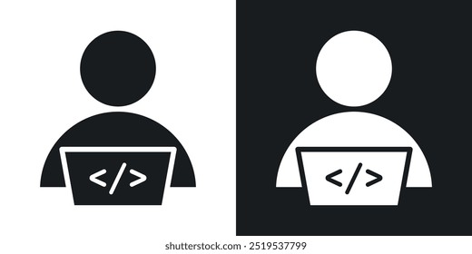 Programmer icon icons in black and white filled style