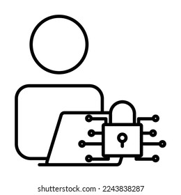 Programmer icon illustration lock cyber. icon related to developer. Line icon style. suitable for apps, websites, mobile apps. Simple vector design editable