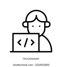 programmer icon. Line Art Style Design Isolated On White Background