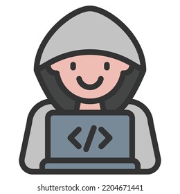 programmer icon line color vector illustration