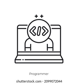 Programmer icon. Outline style icon design isolated on white background