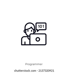 Programmer icon. Outline style icon design isolated on white background