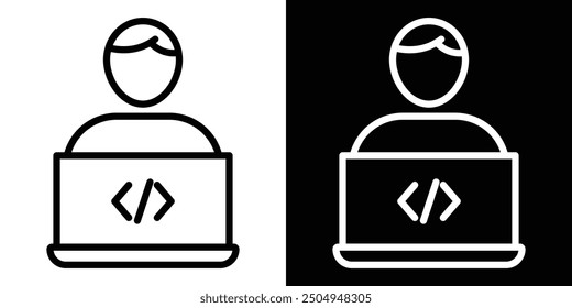 Programmer icon set in black and white stroke.