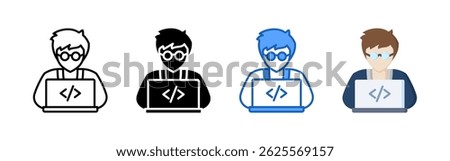 Programmer icon set bundle. Multi style icon collection perfect for websites, apps, and presentations. Simple vector icon collection