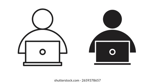 Programmer icon set, line and black glyph style for food app website.