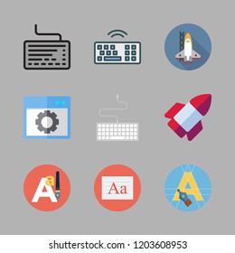 programmer icon set. vector set about text editor, software, keyboard and startup icons set.