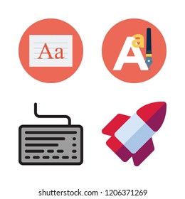 programmer icon set. vector set about startup, text editor and keyboard icons set.