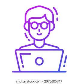 programmer icon, single avatar vector illustration