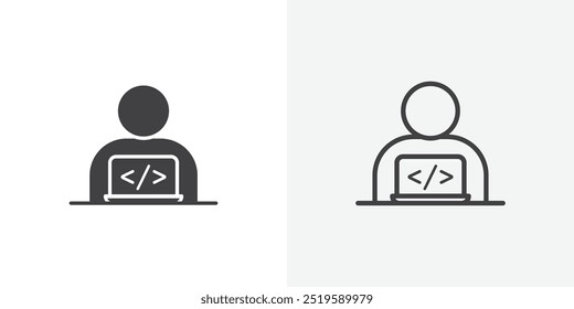 Programmer icon. solid filled and stroke thin line style eps 10