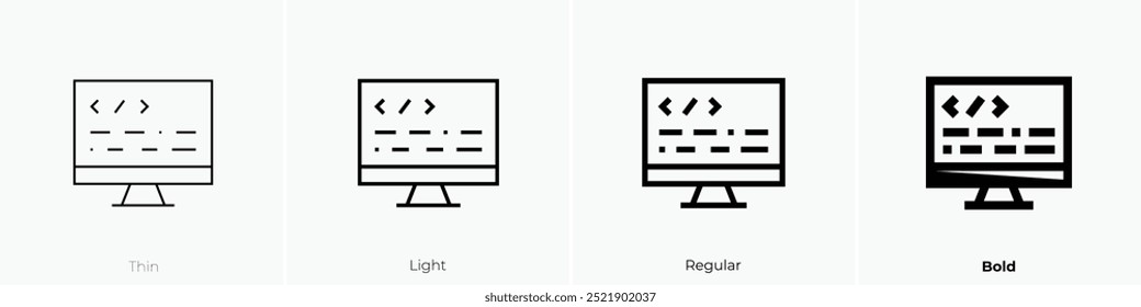 programmer icon. Thin, Light Regular And Bold style design isolated on white background