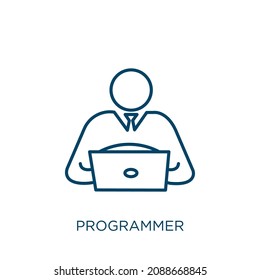 programmer icon. Thin linear programmer outline icon isolated on white background. Line vector programmer sign, symbol for web and mobile