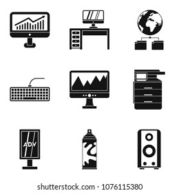 Programmer icons set. Simple set of 9 programmer vector icons for web isolated on white background
