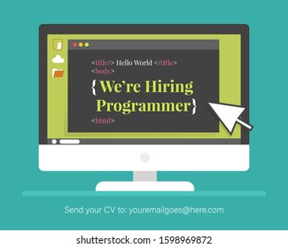 Programmer job vacancy template. Staffing & recruiting business concept