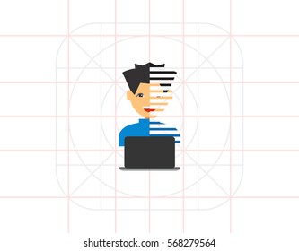 Programmer with Laptop Icon