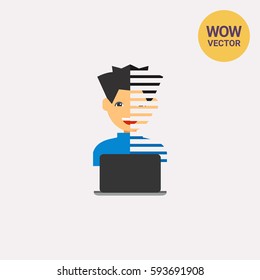 Programmer with Laptop Icon