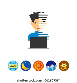 Programmer with Laptop Icon